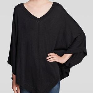 Splendid Poncho Cape Sweater in Black w/Gray Trim